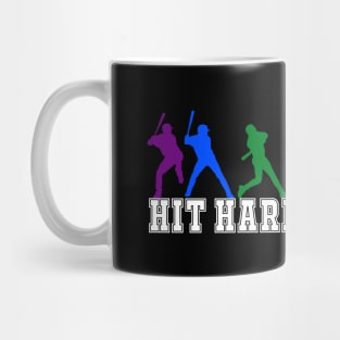 Hit Hard Run Fast Baseball LGBT Pride Colors Mug